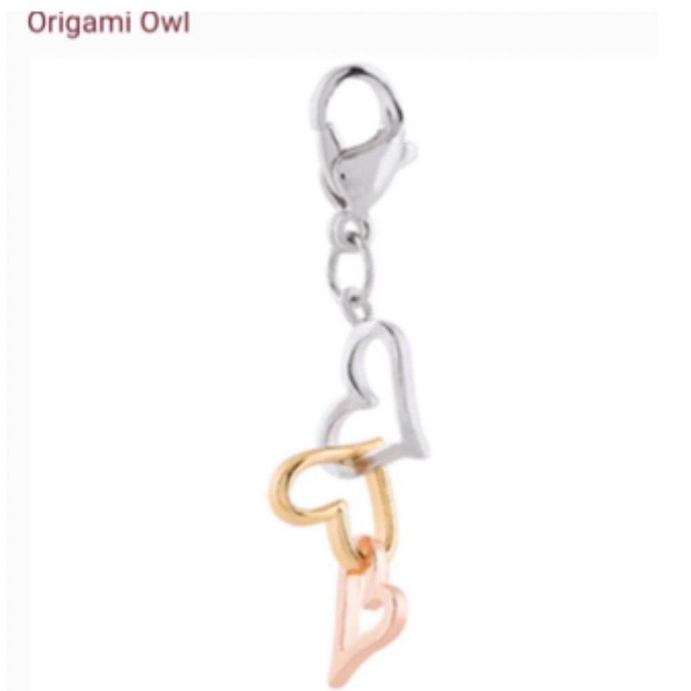 Origami Owl Triple Heart Dangle - retired
